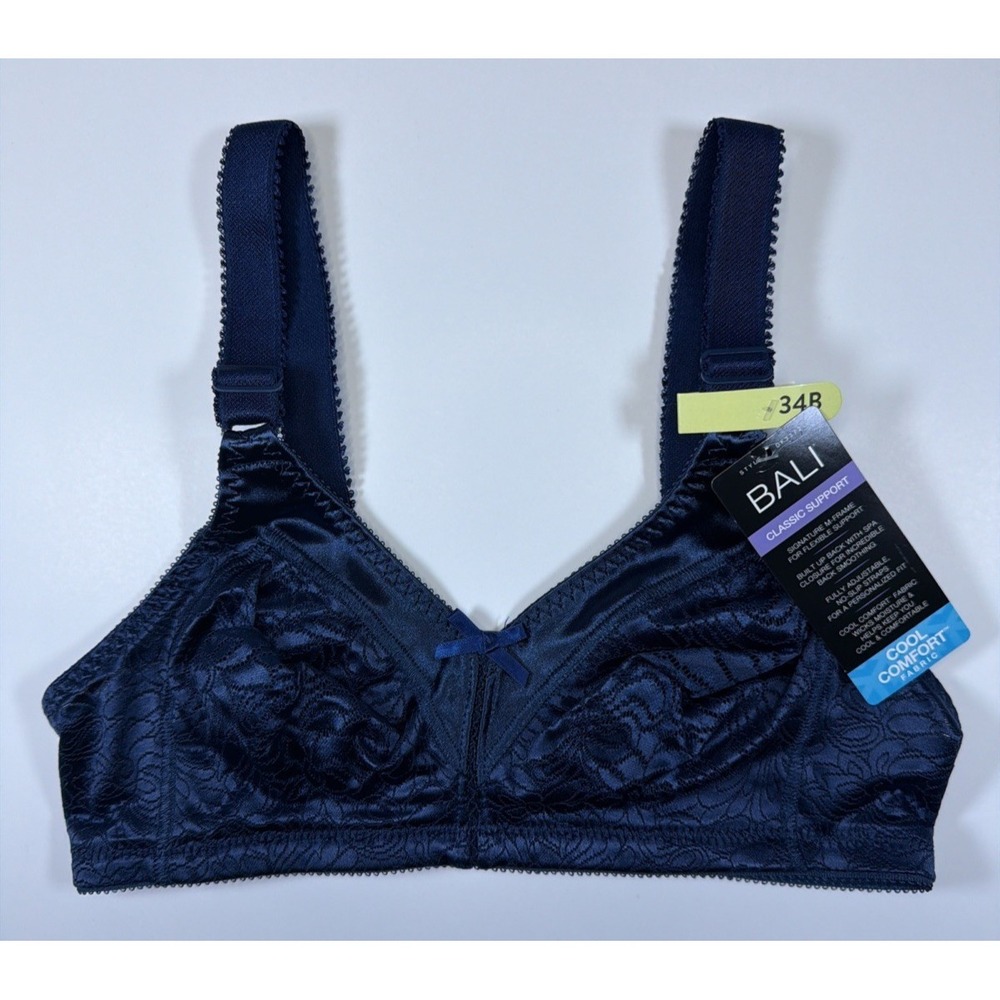 Bali Women's Double Support Spa Closure Wirefree Bra DF3372 In The Navy Blue 34B
